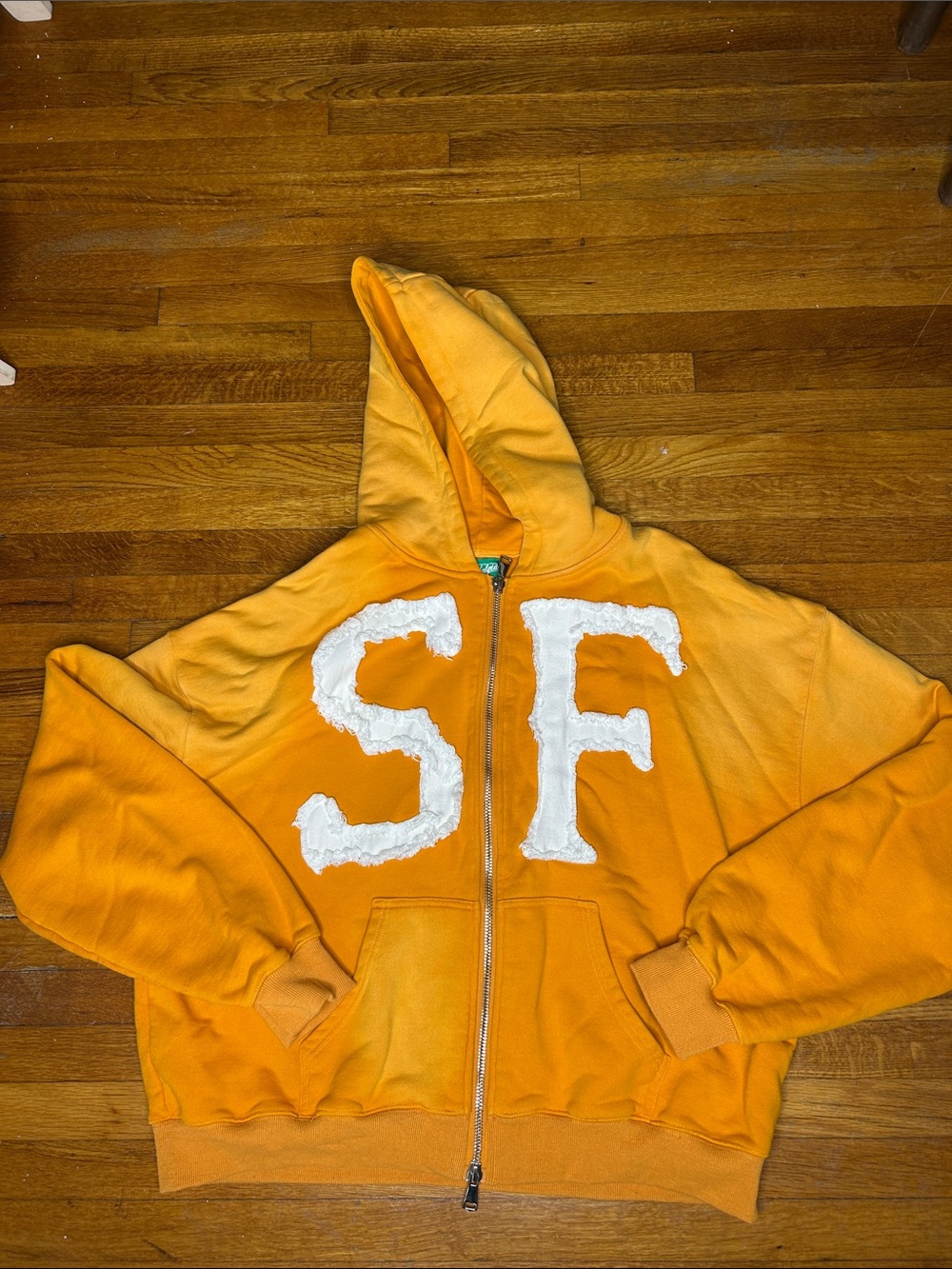 Nostalgia Orange Hooded Zip Jacket with White SF Appliqué